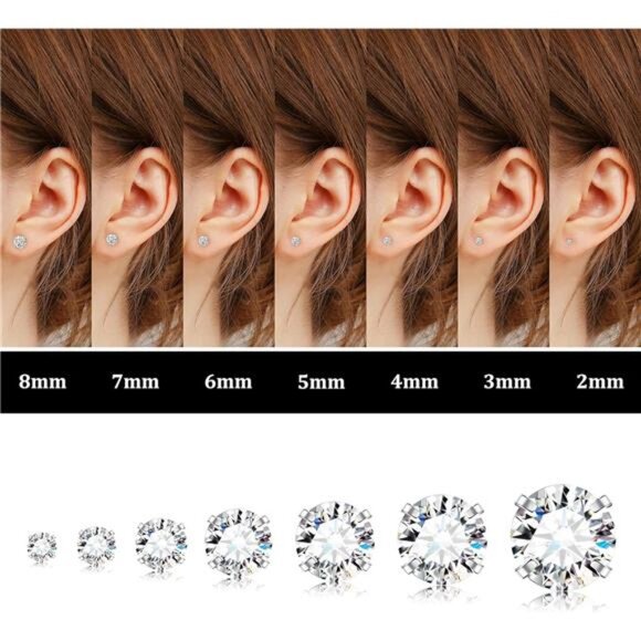 20G Hypoallergenic Flat Back Earrings for Women Men Silver 14K Gold Stainless - Picture 2 of 7